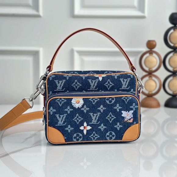 LOUIS VUITTON M27553 デニム モノグラム ブルー 斜め掛けバッグ レディース斜め掛けショルダー手提げ 25x17.5x11cm サイズ:25x17.5x11cm