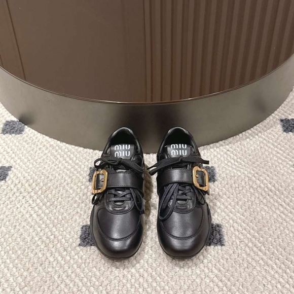 【MIUMIU】新作ワックスレザーシューズレザーシューズカジュアルシューズレディース 【MIUMIU】新作ワックスレザーシューズレザーシューズカジュアルシューズレディース