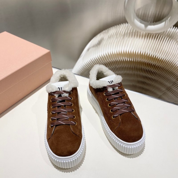 【MIUMIU】ビスケットシューズ厚底スニーカーウールスニーカーレディース 【MIUMIU】ビスケットシューズ厚底スニーカーウールスニーカーレディース