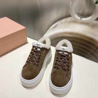 【MIUMIU】ビスケットシューズ厚底スニーカーウールスニーカーレディース 【MIUMIU】ビスケットシューズ厚底スニーカーウールスニーカーレディース