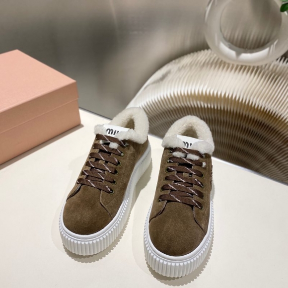 【MIUMIU】ビスケットシューズ厚底スニーカーウールスニーカーレディース 【MIUMIU】ビスケットシューズ厚底スニーカーウールスニーカーレディース