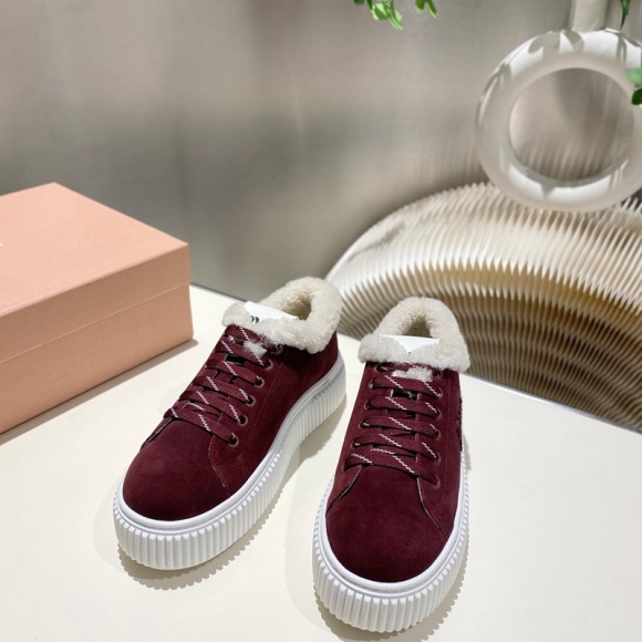 【MIUMIU】ビスケットシューズ厚底スニーカーウールスニーカーレディース 【MIUMIU】ビスケットシューズ厚底スニーカーウールスニーカーレディース