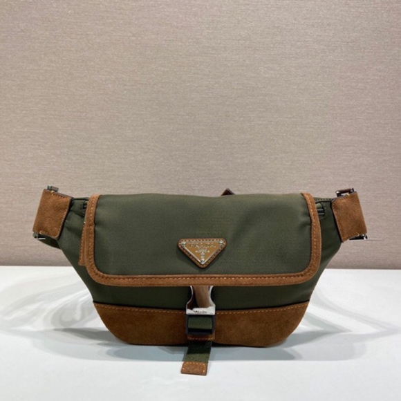 PRADA 2VH176 ナイロンウエストバッグ 麝香緑 サイズ:18x15cm