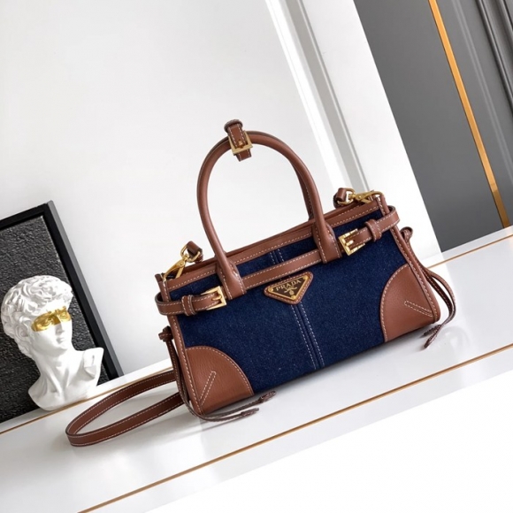 PRADA 1BA486 デニムハンドバッグ ボニー サイズ:23.5x12cm PRADA 1BA486 デニムハンドバッグ ボニー サイズ:23.5x12cm