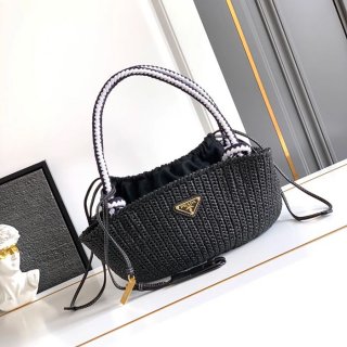 PRADA 1BA463 編み、レザー ゴールド ショルダーバッグ 編み、ヴィンテージ 26x14x11cm サイズ:26x14x11cm