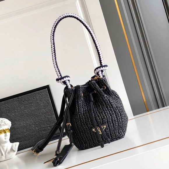 PRADA 1BE068 編み、レザー ゴールド 斜め掛けバッグ、ショルダーバッグ、ハンドバッグ、バケツバッグ 編み、クラシック 20x16x10cm サイズ:20x16x10cm PRADA 1BE068 編み、レザー ゴールド 斜め掛けバッグ、ショルダーバッグ、ハンドバッグ、バケツバッグ 編み、クラシック 20x16x10cm サイズ:20x16x10cm