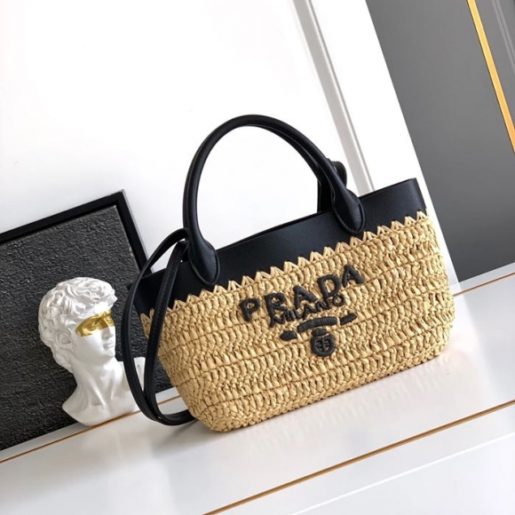 PRADA 1BG501 カーフスキン、編み プリント ショルダーバッグ、ハンドバッグ、トートバッグ 編み、トート、クラシック 21x16x10cm サイズ:21x16x10cm PRADA 1BG501 カーフスキン、編み プリント ショルダーバッグ、ハンドバッグ、トートバッグ 編み、トート、クラシック 21x16x10cm サイズ:21x16x10cm