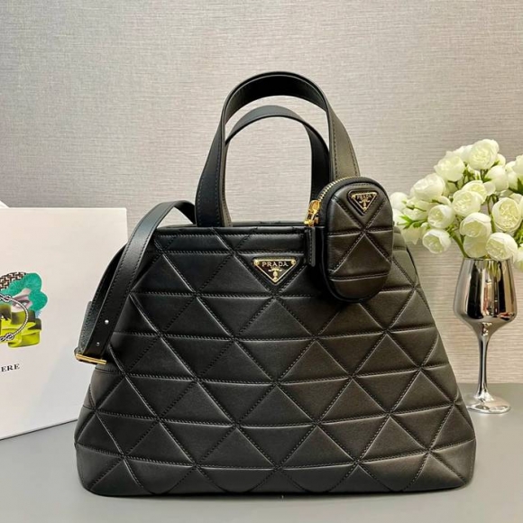 PRADA 1BG547 カーフスキン、ラムレザー プリント ショルダーバッグ、トートバッグ、ハンドバッグ トート、大 38x25x18cm サイズ:38x25x18cm PRADA 1BG547 カーフスキン、ラムレザー プリント ショルダーバッグ、トートバッグ、ハンドバッグ トート、大 38x25x18cm サイズ:38x25x18cm