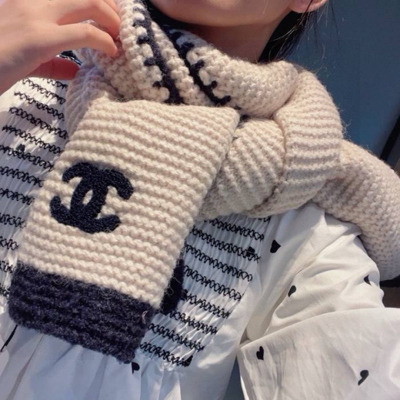 シャネル カシミヤニットスカーフ 30x200cm シャネル カシミヤニットスカーフ 30x200cm