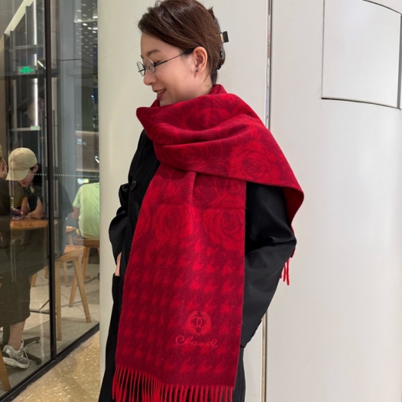 シャネル 100%プレミアムカシミヤ水波模様スカーフ 30x180cm シャネル 100%プレミアムカシミヤ水波模様スカーフ 30x180cm