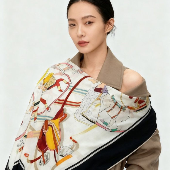 グッチ 140両面シルクウールストール 135cm x 136cm グッチ 140両面シルクウールストール 135cm x 136cm