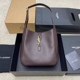 SAINT LAURENT 713938 ブラウン、ゴールド 脇下バッグ クラシック 23x22cm サイズ:23x22cm