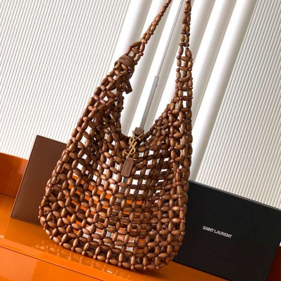 SAINT LAURENT 823807 編み ブラウン、ゴールド ハンドバッグ クラシック 35x30x10cm サイズ:35x30x10cm SAINT LAURENT 823807 編み ブラウン、ゴールド ハンドバッグ クラシック 35x30x10cm サイズ:35x30x10cm