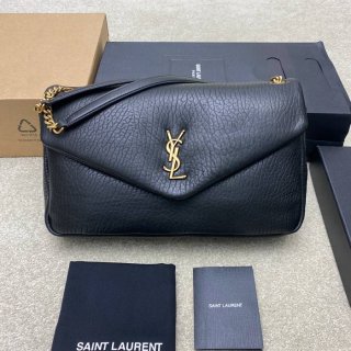 SAINT LAURENT 777399 ラムレザー、エレファント ブラック、ゴールド、エレファント ハンドバッグ クラシック 37x21x10cm サイズ:37x21x10cm