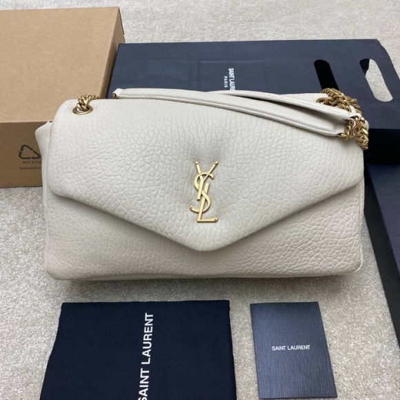 SAINT LAURENT 777399 ラムレザー、エレファント ホワイト、ゴールド、クリーム ハンドバッグ クラシック 37x21x10cm サイズ:37x21x10cm SAINT LAURENT 777399 ラムレザー、エレファント ホワイト、ゴールド、クリーム ハンドバッグ クラシック 37x21x10cm サイズ:37x21x10cm