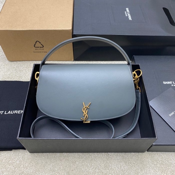 SAINT LAURENT 787671 グレー、ゴールド 脇下バッグ クラシック 25x15cm サイズ:25x15cm SAINT LAURENT 787671 グレー、ゴールド 脇下バッグ クラシック 25x15cm サイズ:25x15cm