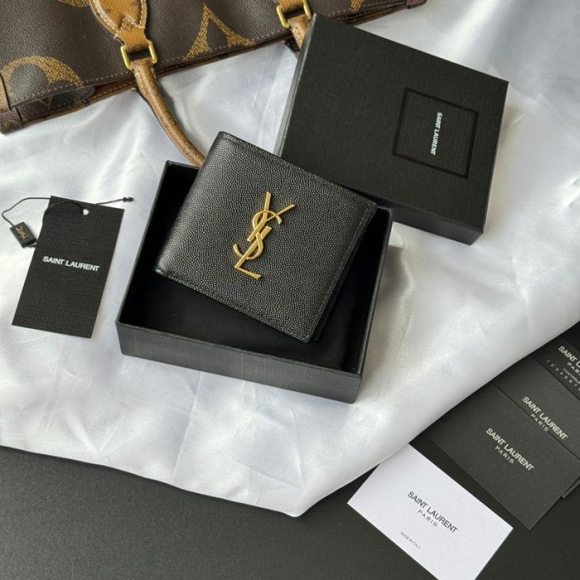SAINT LAURENT 463249 メンズ対折り財布 ゼロポケット付き モノグラム サイズ:11x9.5x2.5cm SAINT LAURENT 463249 メンズ対折り財布 ゼロポケット付き モノグラム サイズ:11x9.5x2.5cm