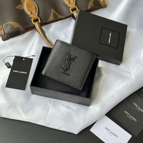 SAINT LAURENT 463249 メンズ対折り財布 ゼロポケット付き モノグラム サイズ:11x9.5x2.5cm SAINT LAURENT 463249 メンズ対折り財布 ゼロポケット付き モノグラム サイズ:11x9.5x2.5cm