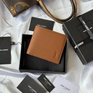 SAINT LAURENT 607727 メンズ対折り財布 荔枝紋刻印 サイズ:11x9.5x2.5cm SAINT LAURENT 607727 メンズ対折り財布 荔枝紋刻印 サイズ:11x9.5x2.5cm