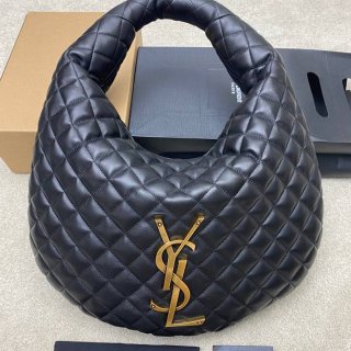 SAINT LAURENT 858160 ラムレザー ブラック、ゴールド ハンドバッグ イカール 47x35x15cm サイズ:47x35x15cm SAINT LAURENT 858160 ラムレザー ブラック、ゴールド ハンドバッグ イカール 47x35x15cm サイズ:47x35x15cm