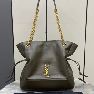 SAINT LAURENT 833948 ラムレザー グリーン、ゴールド トートバッグ、脇下バッグ ジェイミー 29x27x11cm サイズ:29x27x11cm SAINT LAURENT 833948 ラムレザー グリーン、ゴールド トートバッグ、脇下バッグ ジェイミー 29x27x11cm サイズ:29x27x11cm