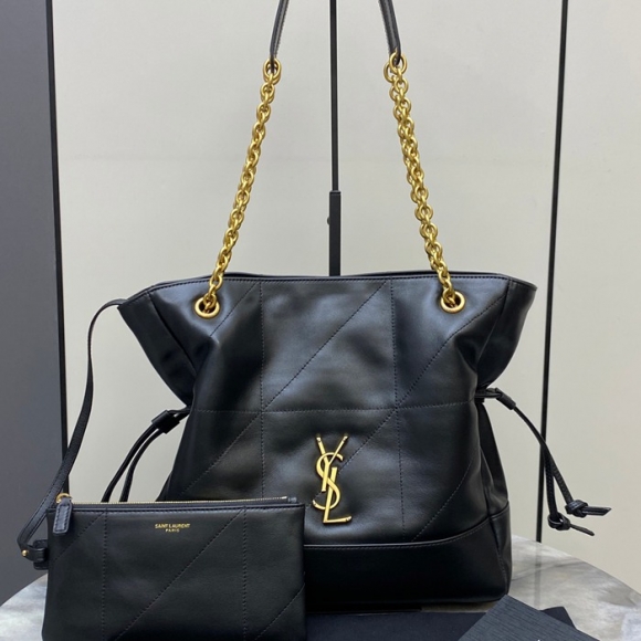SAINT LAURENT 833948 ラムレザー ブラック、ゴールド トートバッグ、脇下バッグ ジェイミー 29x27x11cm サイズ:29x27x11cm SAINT LAURENT 833948 ラムレザー ブラック、ゴールド トートバッグ、脇下バッグ ジェイミー 29x27x11cm サイズ:29x27x11cm