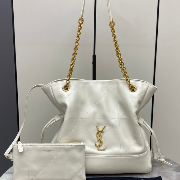 SAINT LAURENT 833948 ラムレザー ホワイト、ゴールド トートバッグ、脇下バッグ ジェイミー 29x27x11cm サイズ:29x27x11cm SAINT LAURENT 833948 ラムレザー ホワイト、ゴールド トートバッグ、脇下バッグ ジェイミー 29x27x11cm サイズ:29x27x11cm