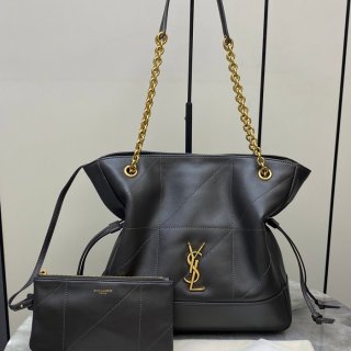 SAINT LAURENT 833948 ラムレザー グレー、ゴールド トートバッグ、脇下バッグ ジェイミー 29x27x11cm サイズ:29x27x11cm