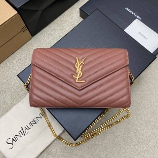 SAINT LAURENT 377828 ラムレザー ピンク、ゴールド ハンドバッグ チェーン、クラシック 14x5cm サイズ:22.5x14x4cm SAINT LAURENT 377828 ラムレザー ピンク、ゴールド ハンドバッグ チェーン、クラシック 14x5cm サイズ:22.5x14x4cm