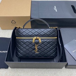 SAINT LAURENT 851572 ラムレザー ブラック、ゴールド ハンドバッグ クラシック 15x8cm サイズ:22.5x15x8cm SAINT LAURENT 851572 ラムレザー ブラック、ゴールド ハンドバッグ クラシック 15x8cm サイズ:22.5x15x8cm