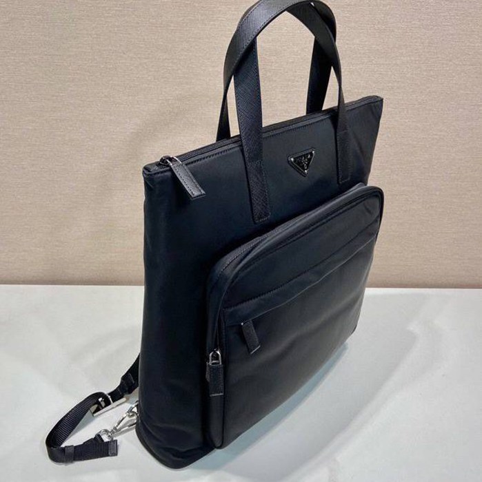 Prada メンズ ナイロン トートバッグ ナイロン ブラック 2VG098 サイズ:42x38x10cm
