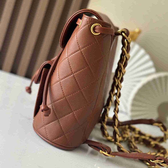 Chanel ヴィンテージ リュック ラムレザー ブラウン A2210 サイズ:21x20.5x10cm