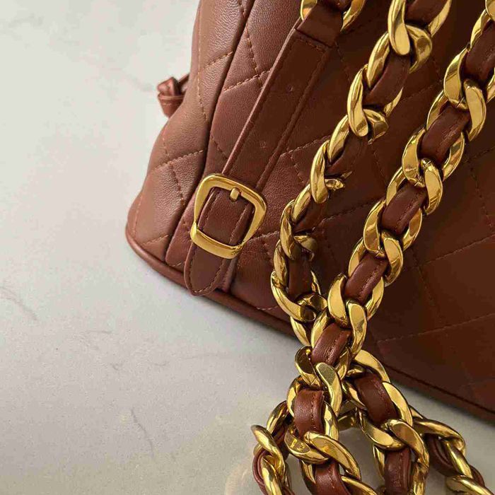 Chanel ヴィンテージ リュック ラムレザー ブラウン A2210 サイズ:21x20.5x10cm