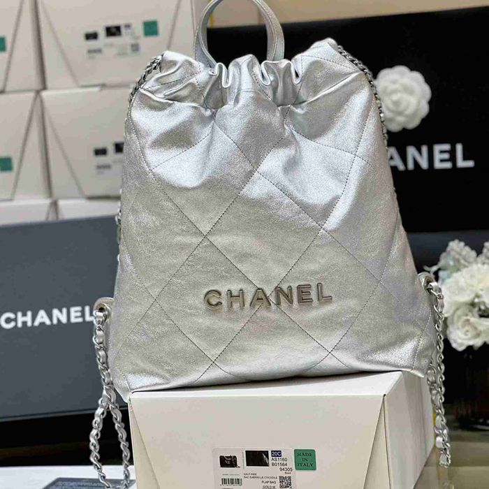 Chanel 22 シリーズ リュック オールレザー ブラック 3859 サイズ:34x29cm