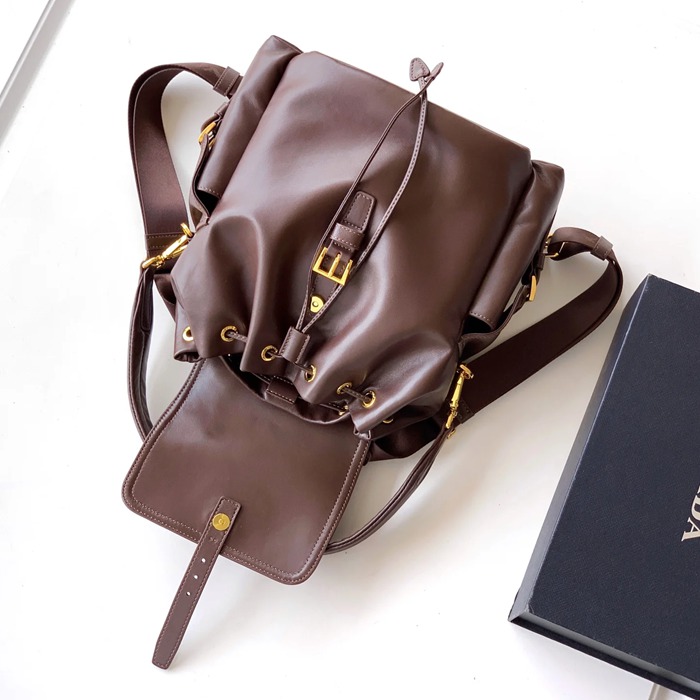 Prada 新作 シープスキン リュック オールレザー ブラック 1BZ080 サイズ:29x27x12.5cm