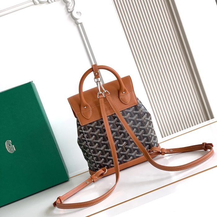 Goyard アルピン ミニリュック ボタンタイプ ブラウン MAE8400 サイズ:23x19x9.5cm
