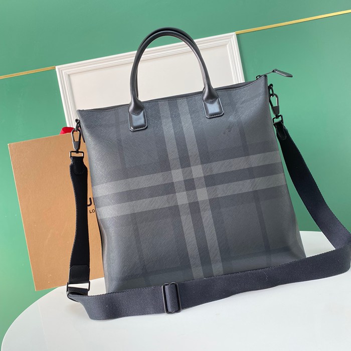 BURBERRY チャコールチェックトート サイズ:39x38x12cm