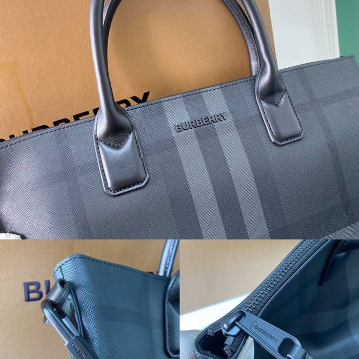 BURBERRY チャコールチェックトート サイズ:39x38x12cm
