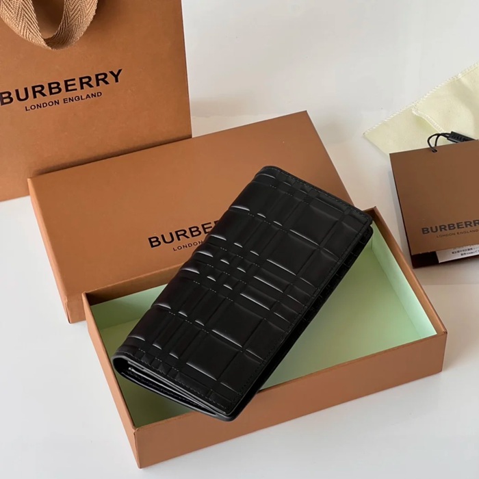 BURBERRY プレスチェックレザー長財布 サイズ:19x10cm