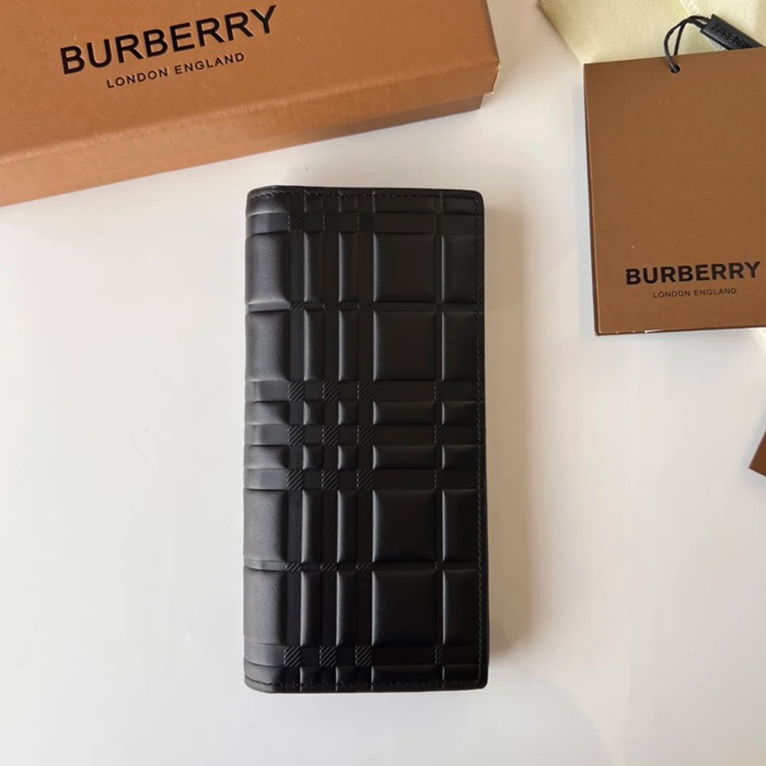 BURBERRY プレスチェックレザー長財布 サイズ:19x10cm