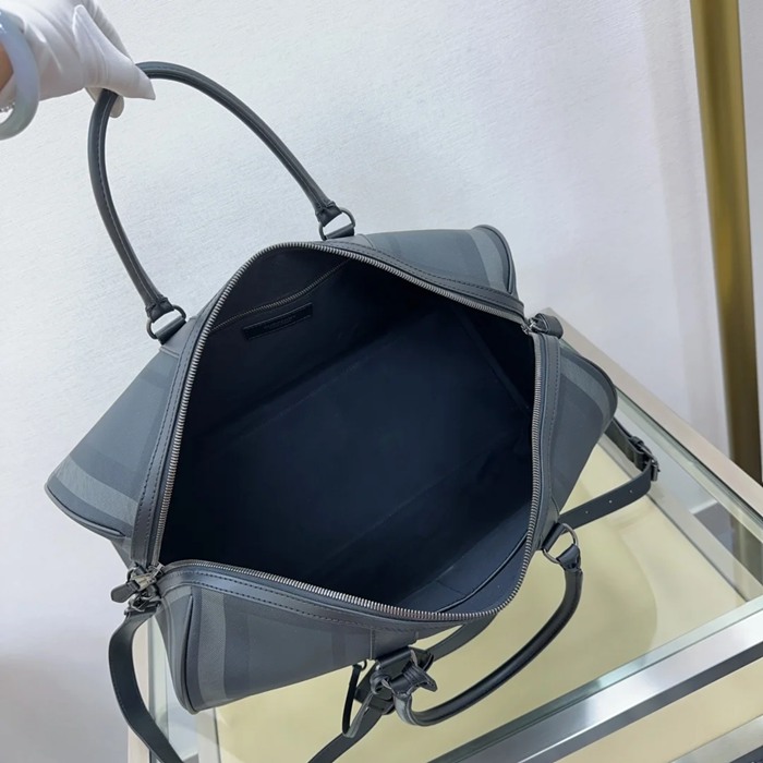 BURBERRY グレーチェックトラベルバッグ サイズ:50x27x25cm