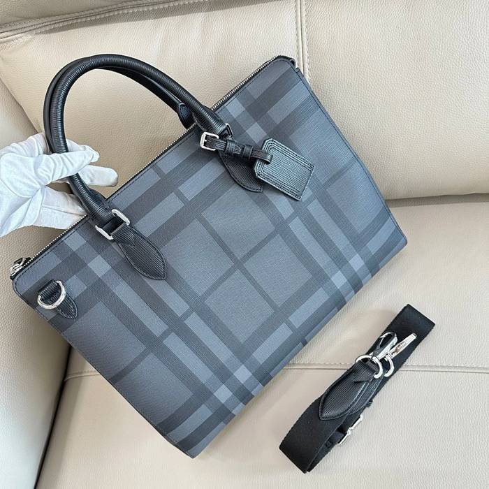 BURBERRY 4071 チェックブリーフケース スモークチェック サイズ:40x30cm