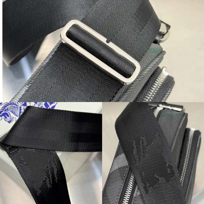 BURBERRY 8541 リブナイロン斜め掛け ナイトロゴ サイズ:26x17cm