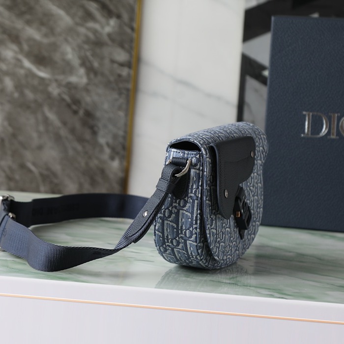 DIOR サドルメッセンジャー オブリーク 青 サイズ:21x16x5.5cm