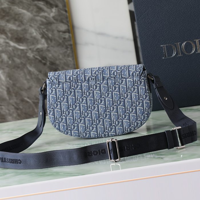 DIOR サドルメッセンジャー オブリーク 青 サイズ:21x16x5.5cm