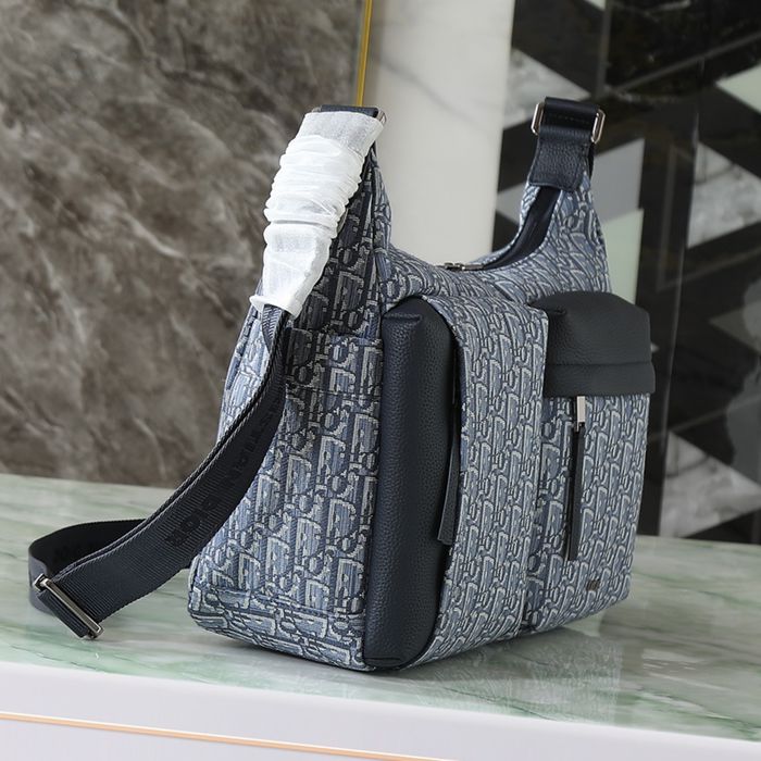 DIOR ライダーソフト餃子バッグ オブリーク 青 サイズ:36x30.5x14.5cm