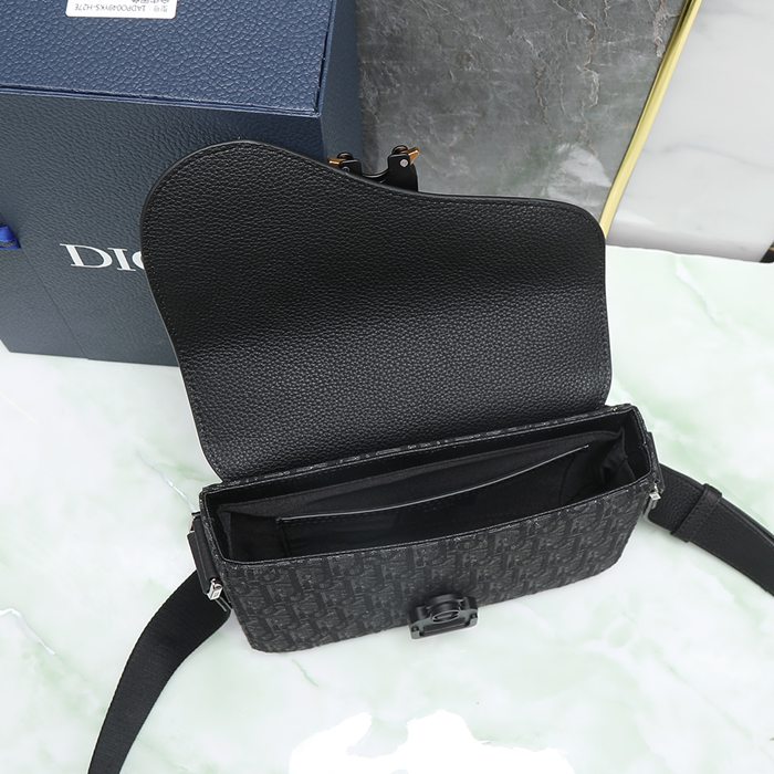 DIOR サドルメッセンジャー 黒布ジャガード サイズ:23x18cm