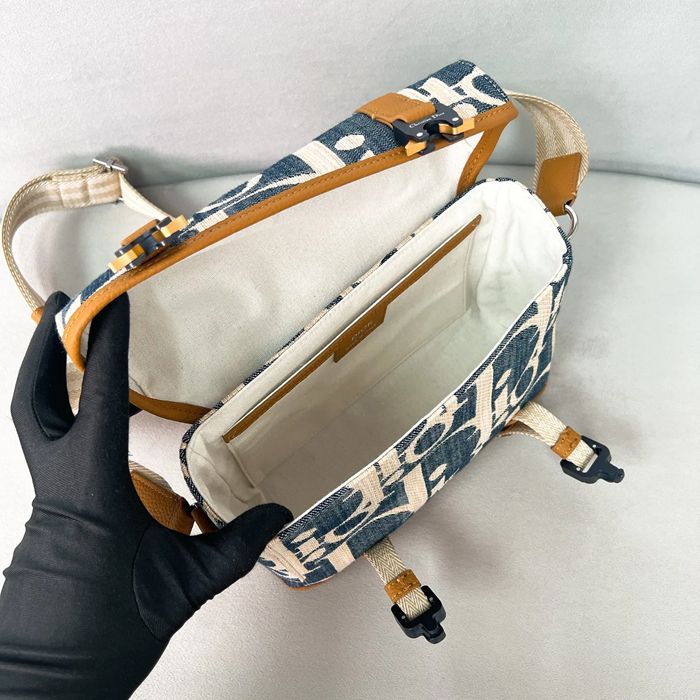DIOR ヒットザロードデニム×レザーフラップメッセンジャー サイズ:24x18cm