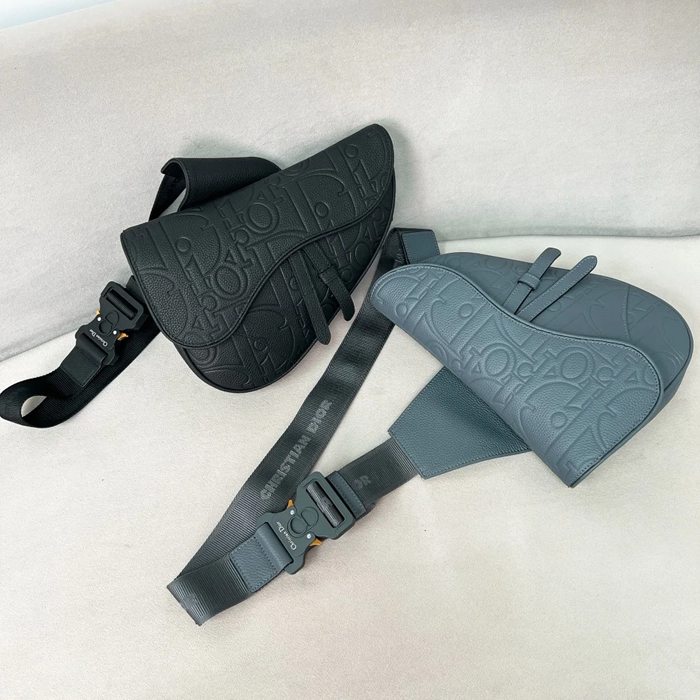 DIOR グラビティオールレザーサドルバッグ グレー サイズ:27x5cm