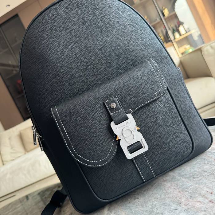 DIOR サドルリュック 黒粒面牛皮革 サイズ:43.5x33x19.5cm